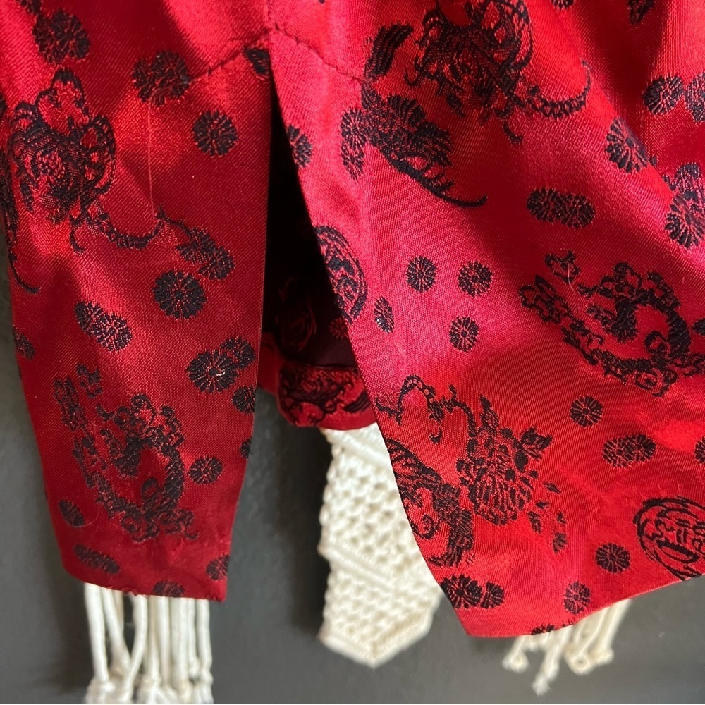 Vintage Karen Kwong R&M Richards Asian Oriental Red Kimono Cardigan 14 USA - Picture 3 of 7